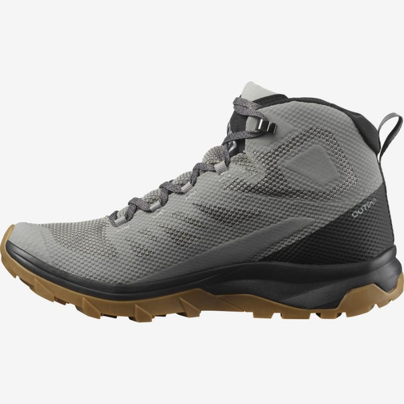 Men's Salomon OUTLINE MID GORE-TEX Hiking Shoes Grey / Black | IN2029JPQ