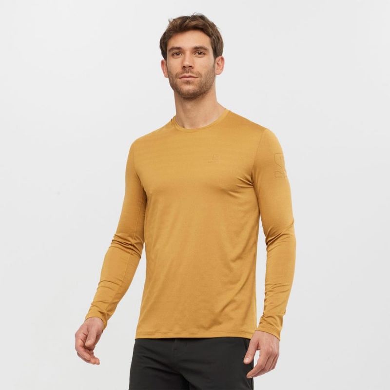 Men's Salomon OUTLINE T Shirts Yellow | IN2377PJJ