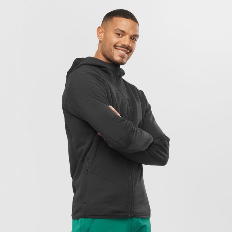 Men's Salomon OUTLINE WARM HYBRID Hoodie Black | IN2414ZUT