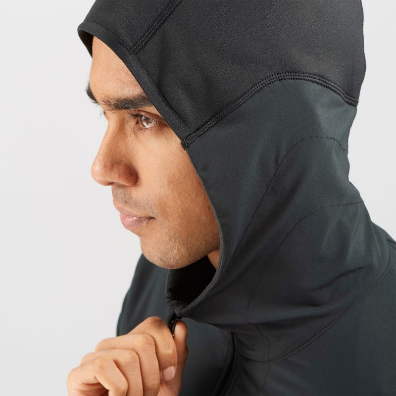 Men's Salomon OUTLINE WARM HYBRID Hoodie Black | IN2414ZUT