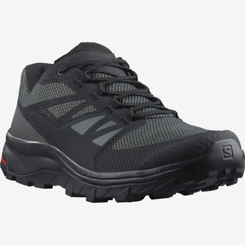 Men's Salomon OUTLINE WIDE GORE-TEX Hiking Shoes Black | IN2015EBC