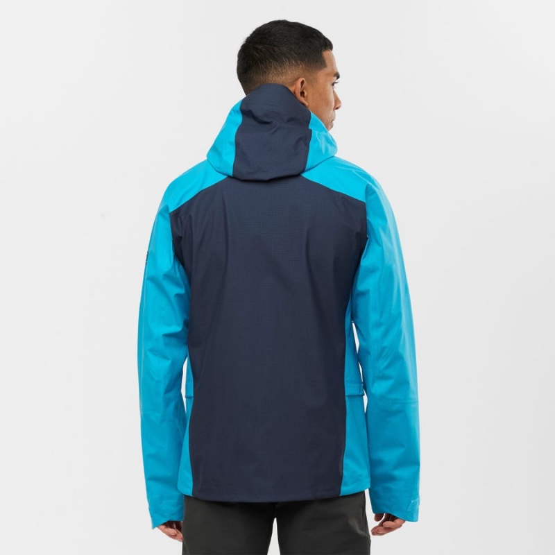 Men's Salomon OUTPEAK GORE-TEX WATERPROOF 3L Jackets Blue | IN2348NWY