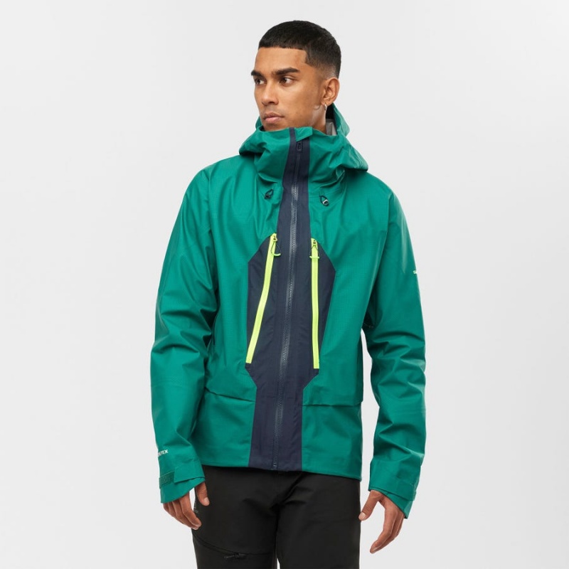 Men's Salomon OUTPEAK GORE-TEX WATERPROOF 3L Jackets Green | IN2349MQZ