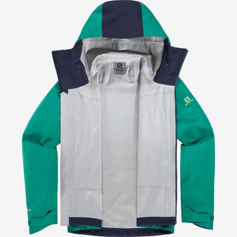 Men's Salomon OUTPEAK GORE-TEX WATERPROOF 3L Jackets Green | IN2349MQZ