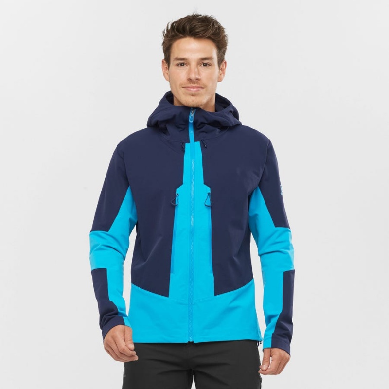 Men's Salomon OUTPEAK SOFTSHELL Jackets Blue | IN2368QMA