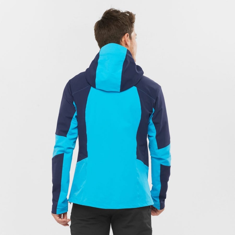 Men's Salomon OUTPEAK SOFTSHELL Jackets Blue | IN2368QMA