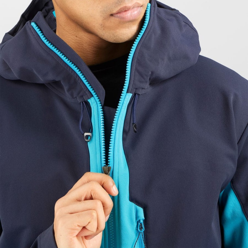 Men's Salomon OUTPEAK SOFTSHELL Jackets Blue | IN2368QMA