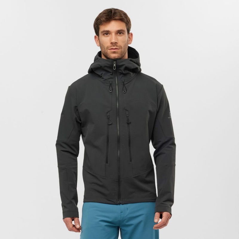 Men's Salomon OUTPEAK SOFTSHELL Jackets Black | IN2371RVD