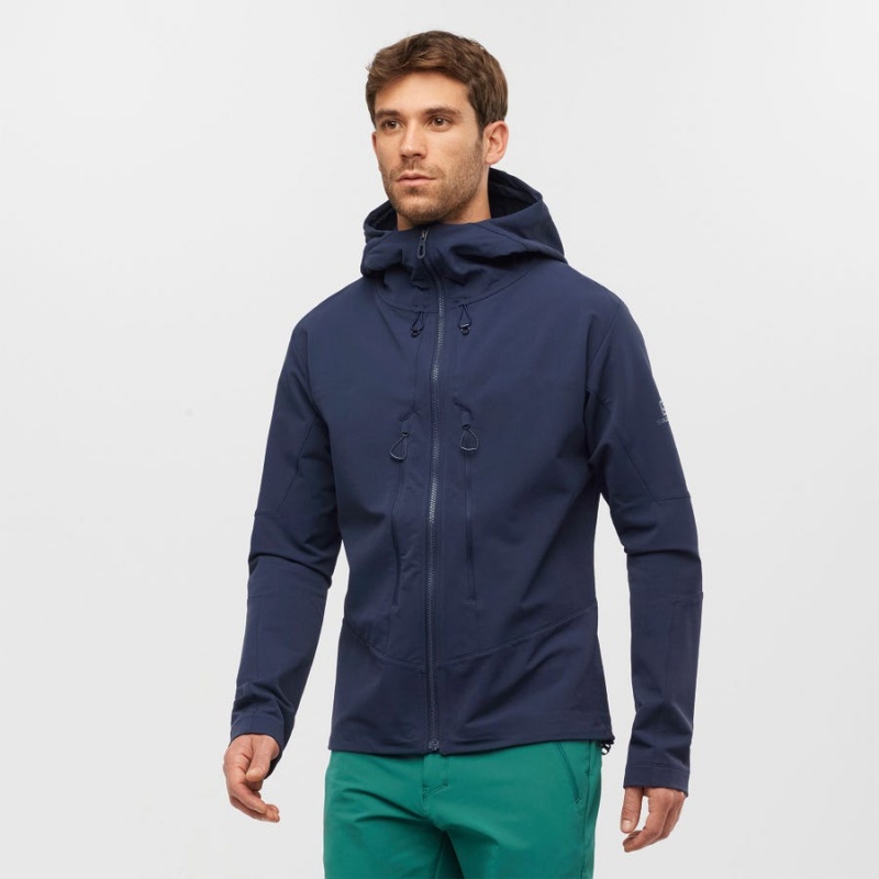 Men's Salomon OUTPEAK SOFTSHELL Jackets Navy | IN2369WNB