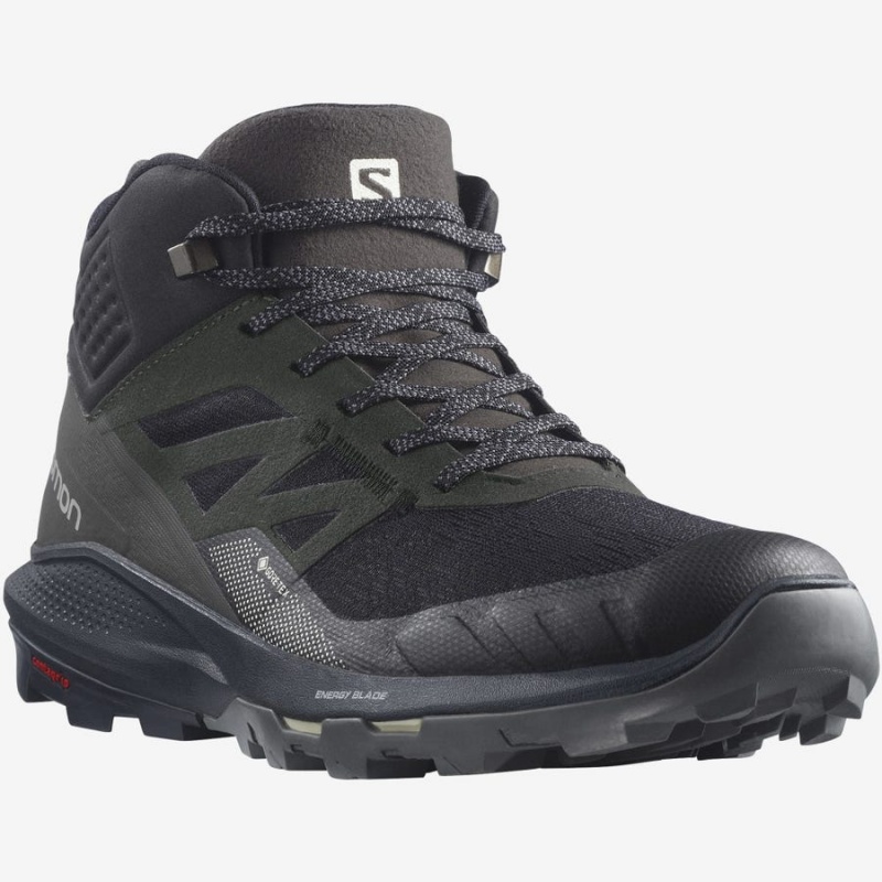 Men's Salomon OUTPULSE MID GORE-TEX Hiking Shoes Black | IN2084QMA