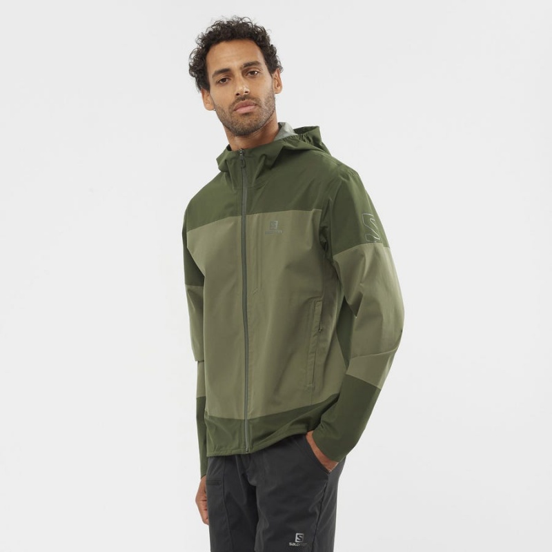 Men's Salomon OUTRACK WATERPROOF 2.5L Jackets Olive | IN2345CTV