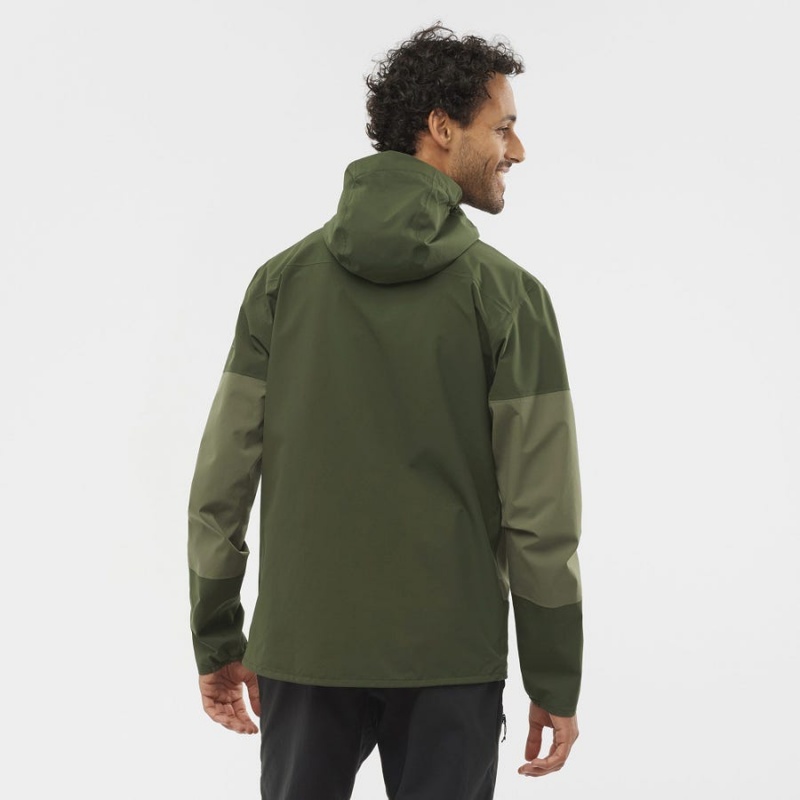 Men's Salomon OUTRACK WATERPROOF 2.5L Jackets Olive | IN2345CTV