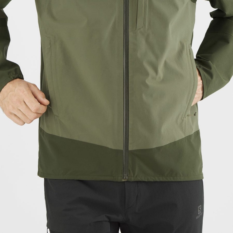 Men's Salomon OUTRACK WATERPROOF 2.5L Jackets Olive | IN2345CTV