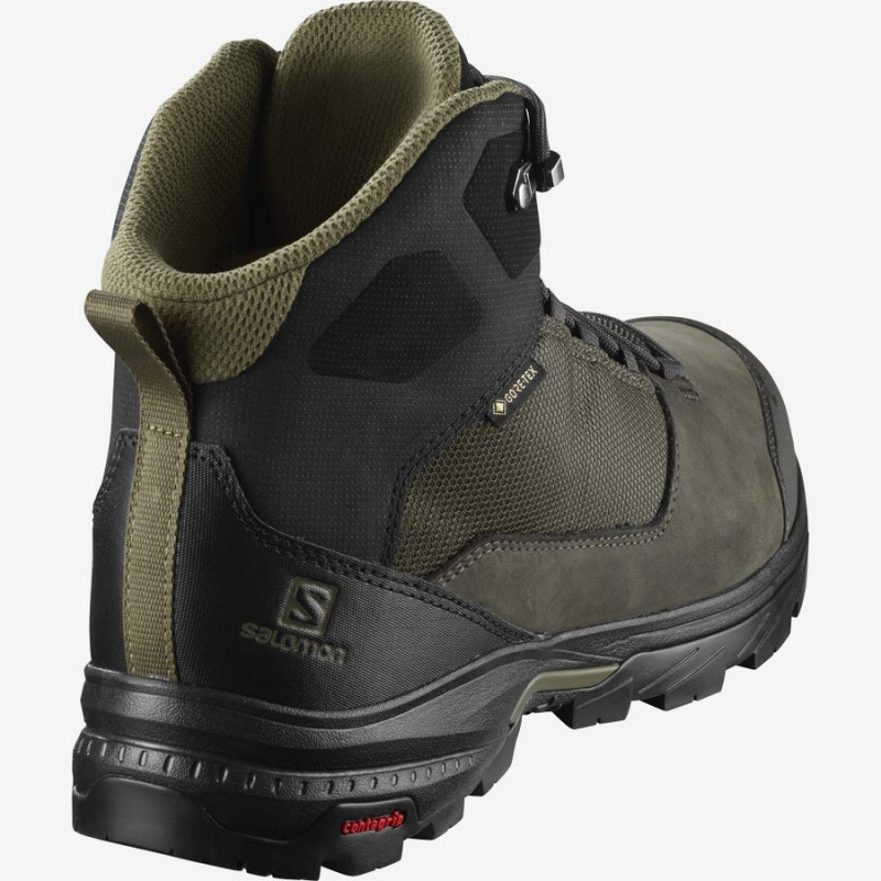 Men's Salomon OUTWARD GORE-TEX Hiking Shoes Black / Olive | IN2019UZG