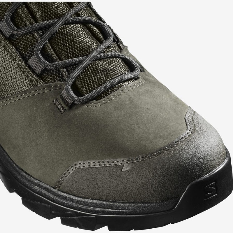 Men's Salomon OUTWARD GORE-TEX Hiking Shoes Black / Olive | IN2019UZG