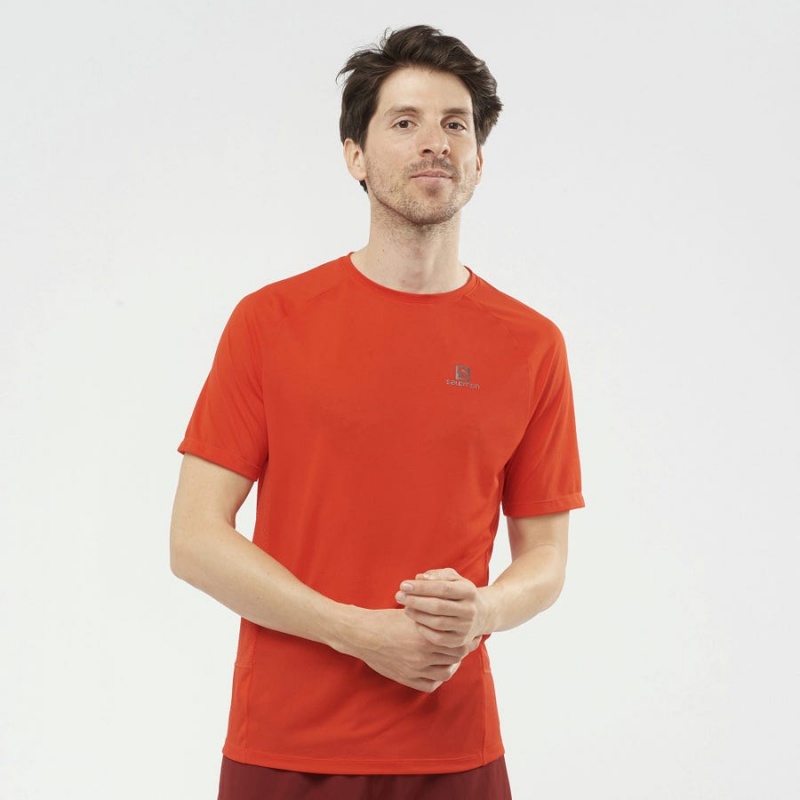 Men's Salomon PROMO CROSS REBEL T Shirts Orange | IN2386LIS