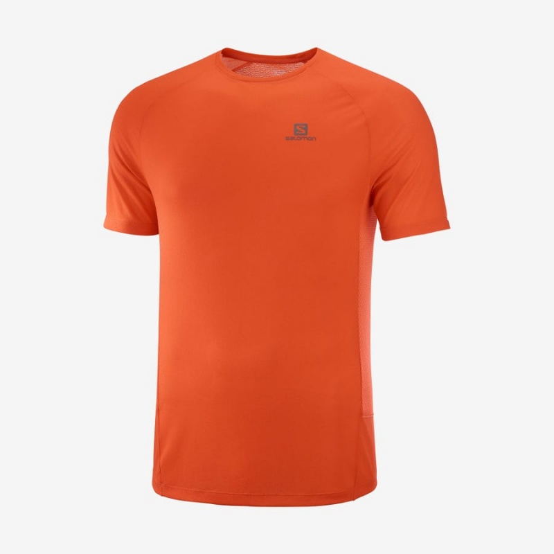 Men\'s Salomon PROMO CROSS REBEL T Shirts Orange | IN2386LIS