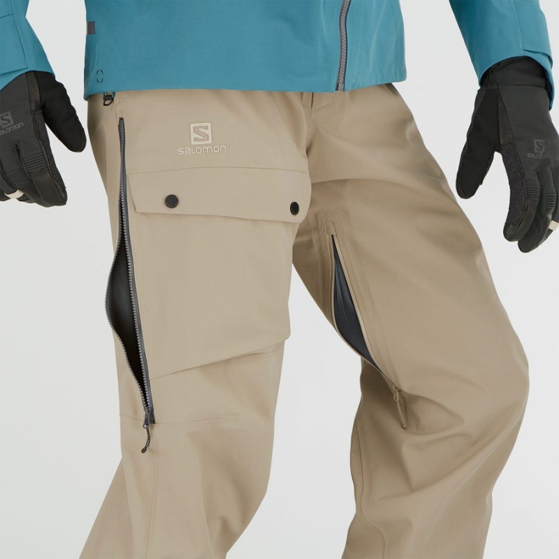 Men's Salomon QST 3L Ski Pants Brown | IN2498QMA