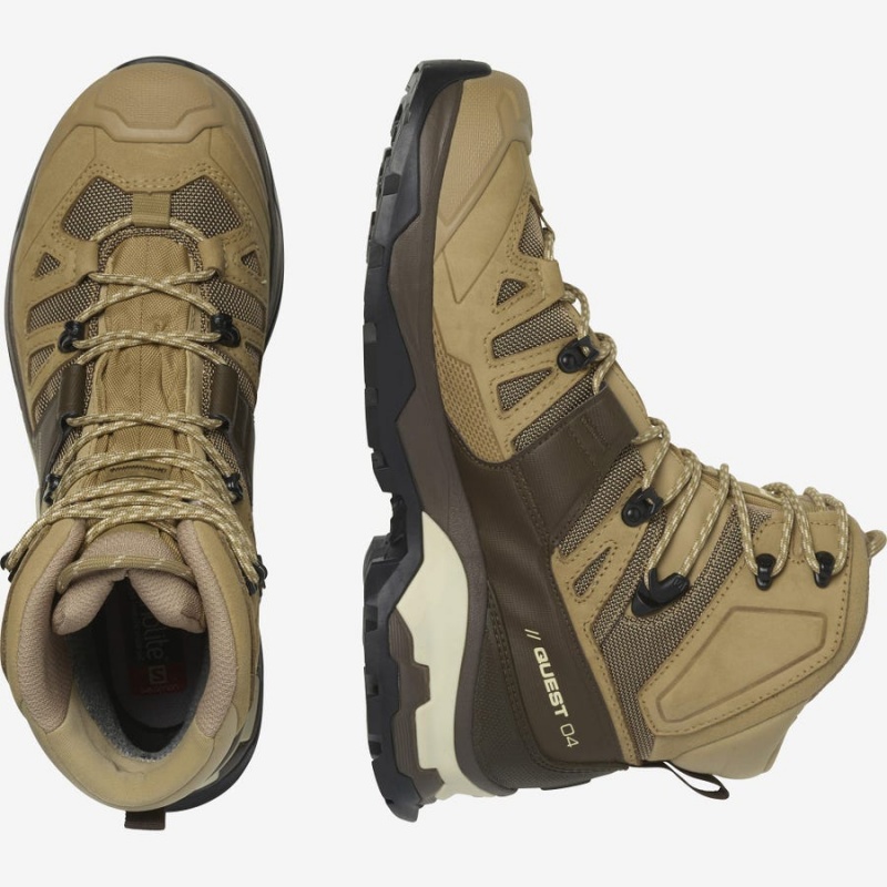 Men's Salomon QUEST 4 GORE-TEX Hiking Shoes Brown | IN2061CTV