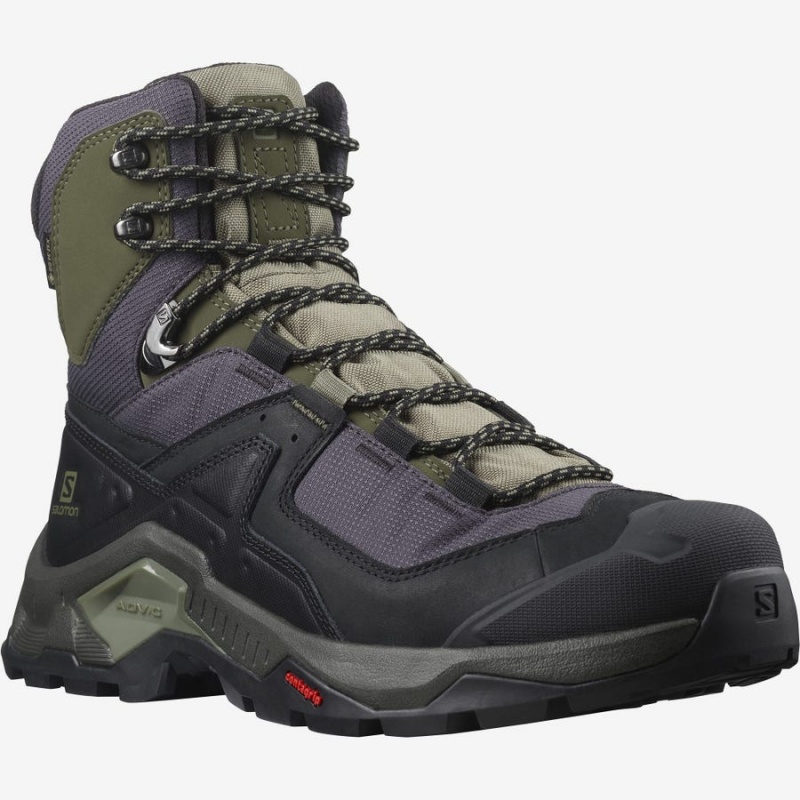 Men's Salomon QUEST ELEMENT GORE-TEX Hiking Shoes Black / Olive | IN2076LIS