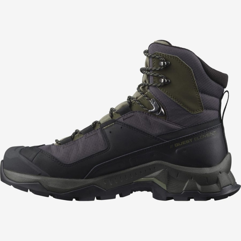 Men's Salomon QUEST ELEMENT GORE-TEX Hiking Shoes Black / Olive | IN2076LIS