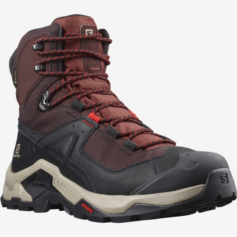 Men's Salomon QUEST ELEMENT GORE-TEX Hiking Shoes Grey / Red | IN2077ZUT