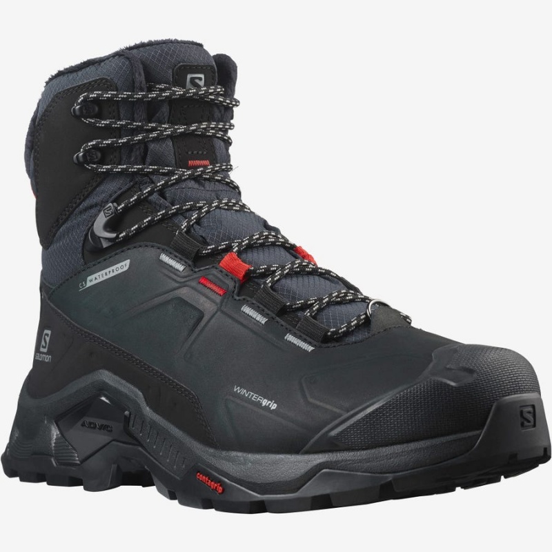 Men's Salomon QUEST WINTER THINSULATE™ CLIMASALOMON™ WATERPROOF Winter Boots Black | IN2244LIS