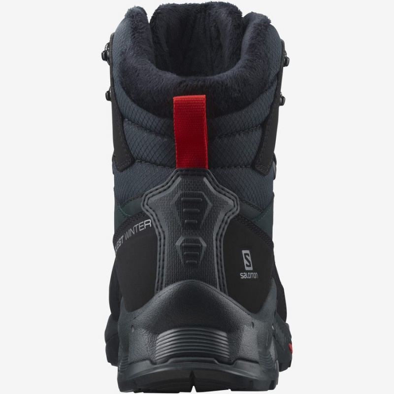 Men's Salomon QUEST WINTER THINSULATE™ CLIMASALOMON™ WATERPROOF Winter Boots Black | IN2244LIS