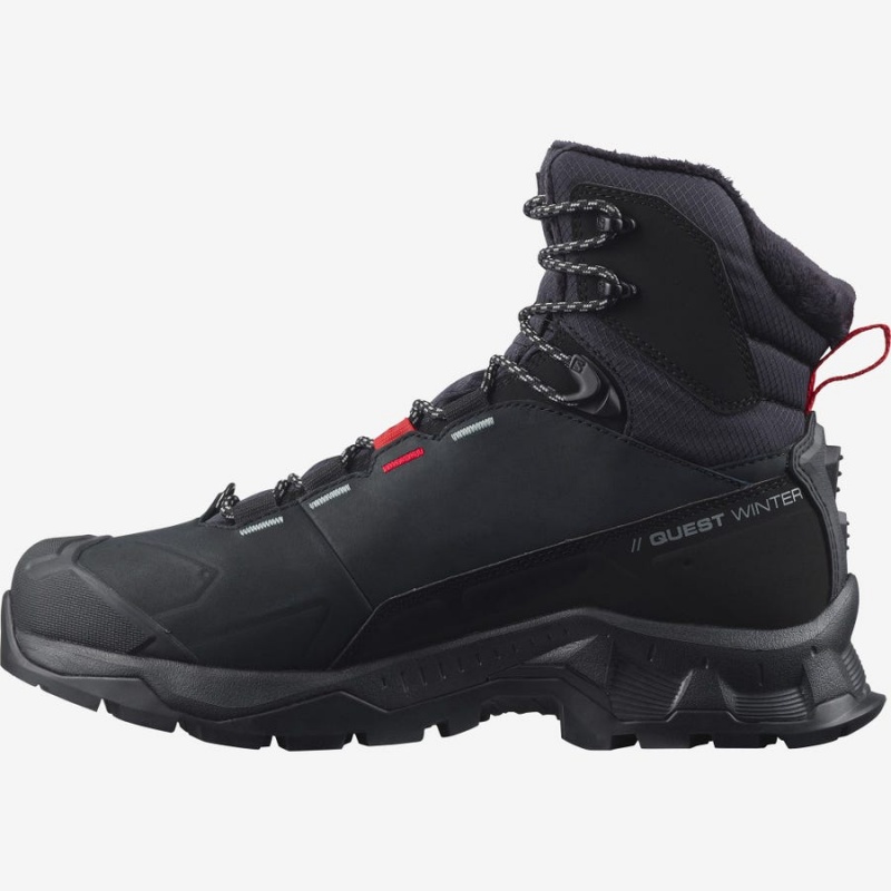 Men's Salomon QUEST WINTER THINSULATE™ CLIMASALOMON™ WATERPROOF Winter Boots Black | IN2244LIS