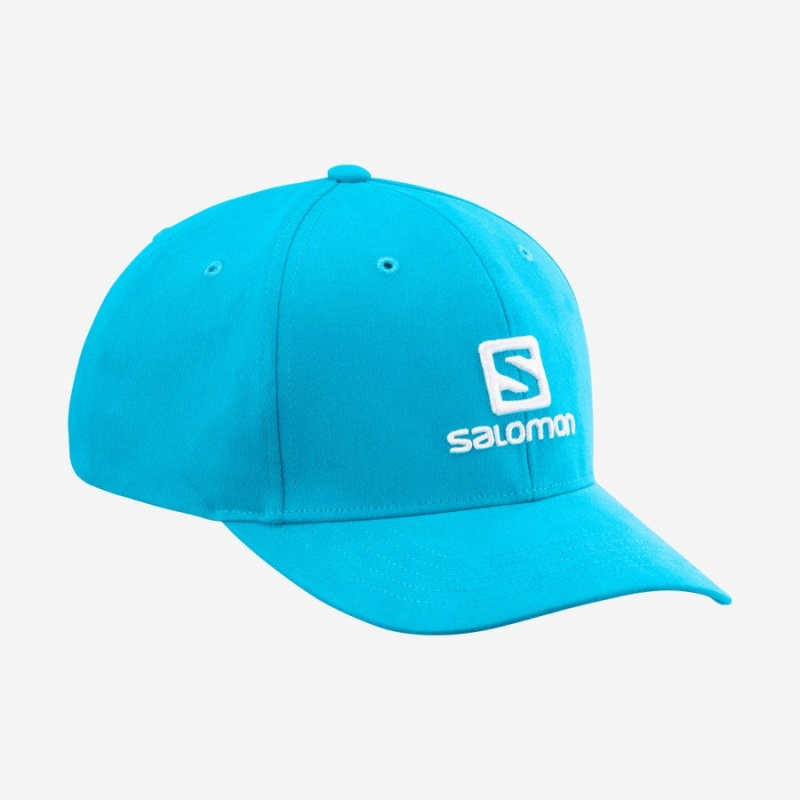 Men\'s Salomon SALOMON LOGO Hats Blue | IN2641FDN