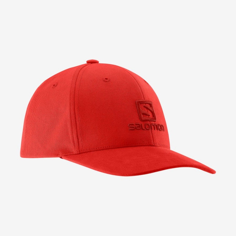 Men\'s Salomon SALOMON LOGO Hats Red | IN2638AHK