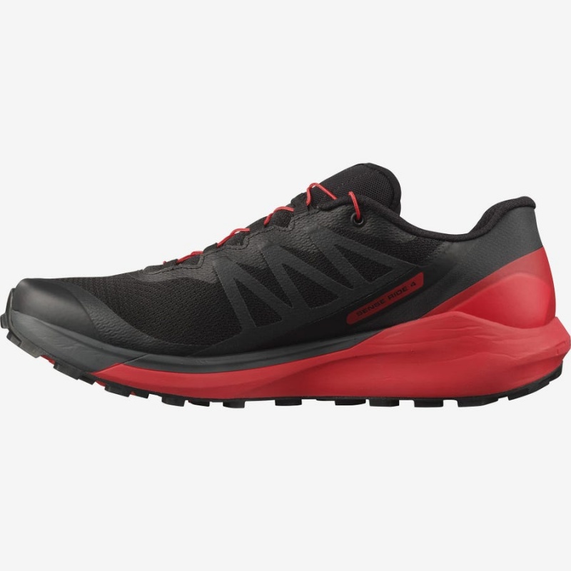 Men's Salomon SENSE RIDE 4 Trail Running Shoes Black / Red | IN2133VRW