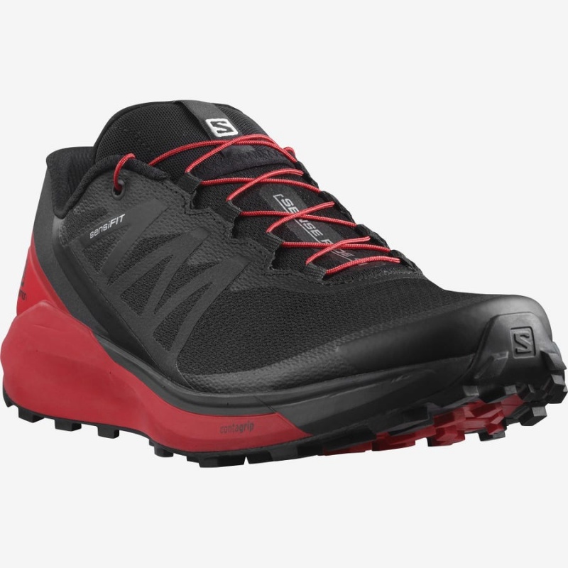 Men's Salomon SENSE RIDE 4 Trail Running Shoes Black / Red | IN2133VRW