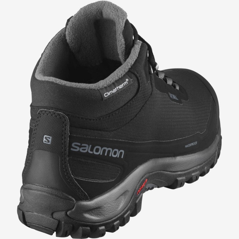 Men's Salomon SHELTER CLIMASALOMON™ WATERPROOF Winter Boots Black | IN2245ZUT