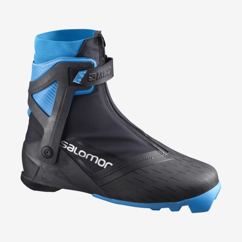 Men\'s Salomon S/MAX CARBON SKATE MV PROLINK Ski Boots Black / Blue | IN2738FDN