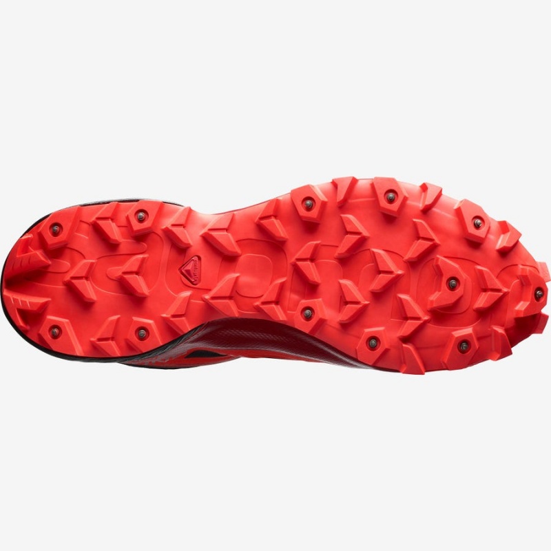 Men's Salomon SNOWSPIKE CLIMASALOMON™ WATERPROOF Trail Running Shoes Black / Red | IN2131XYU