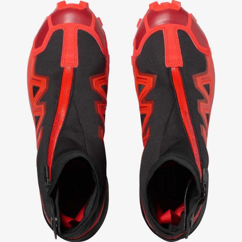 Men's Salomon SNOWSPIKE CLIMASALOMON™ WATERPROOF Trail Running Shoes Black / Red | IN2131XYU