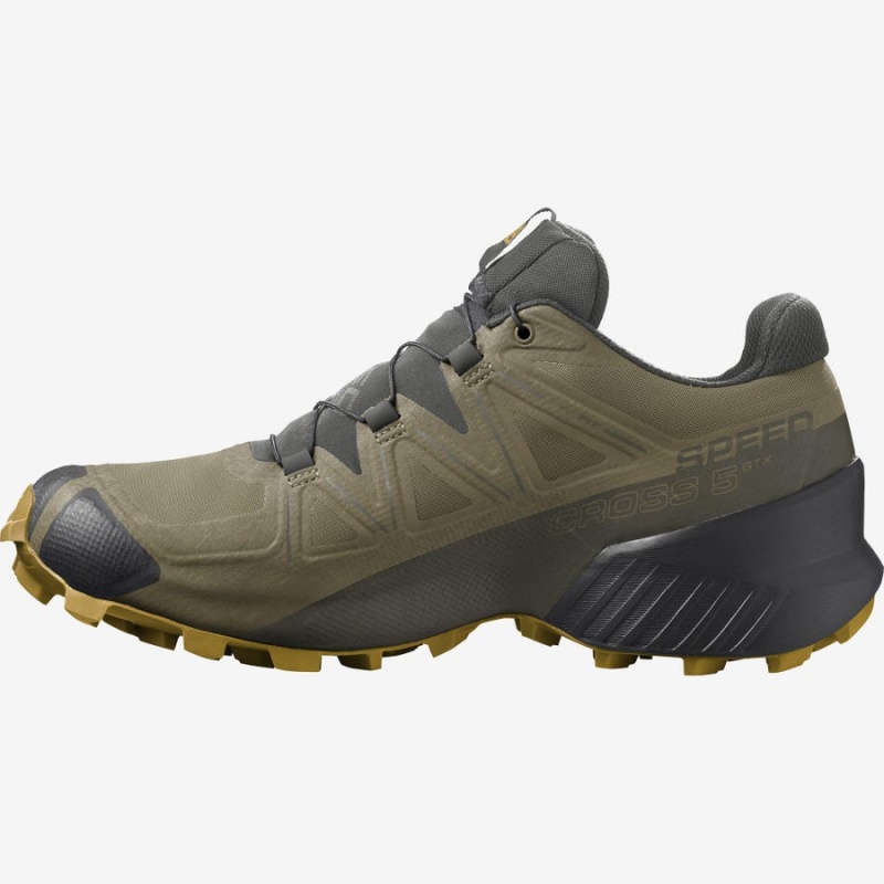 Men's Salomon SPEEDCROSS 5 GORE-TEX Trail Running Shoes Olive | IN2114TCE