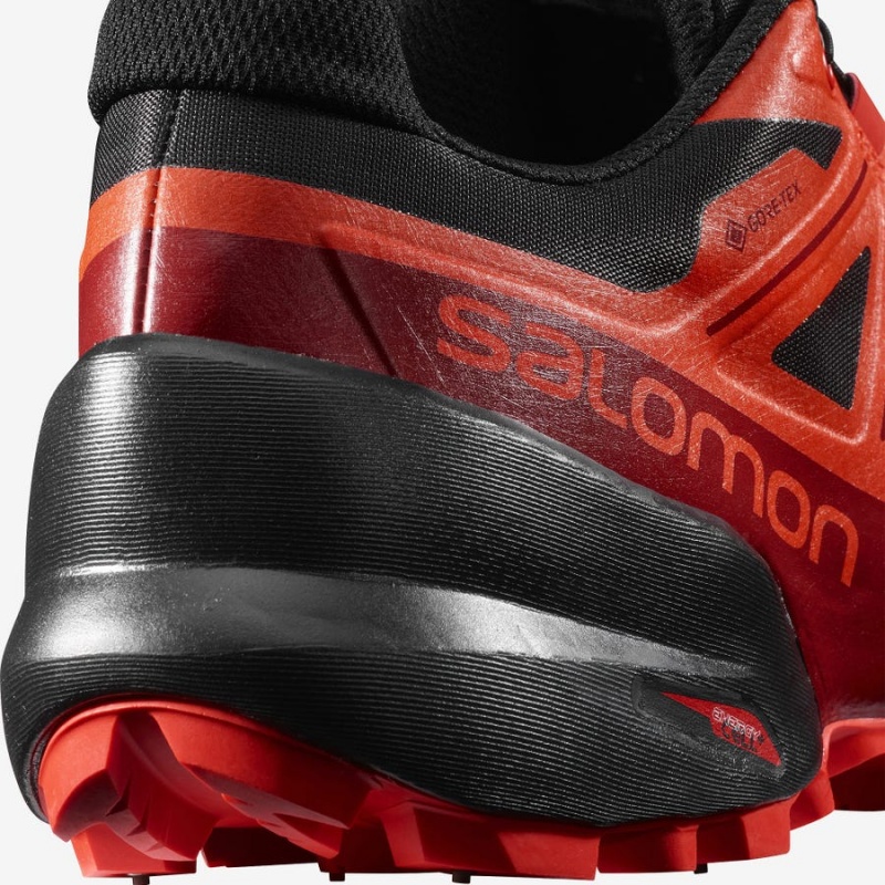 Men's Salomon SPIKECROSS 5 GORE-TEX Trail Running Shoes Black / Red | IN2100JPQ