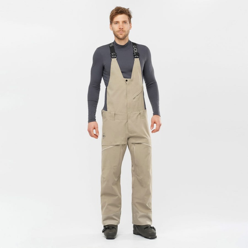 Men's Salomon STANCE 3L BIB Ski Pants Beige | IN2497MQZ