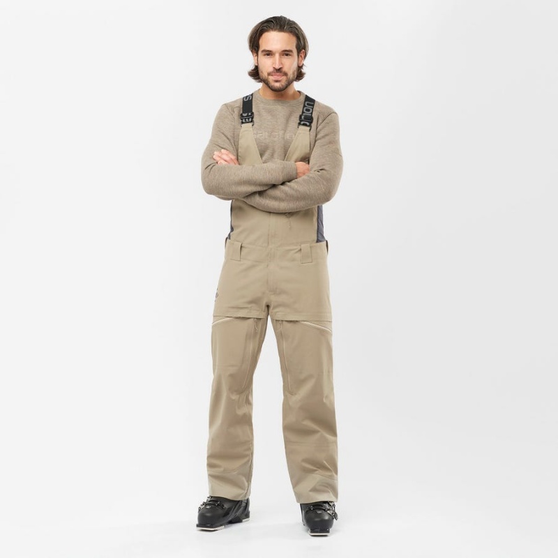 Men's Salomon STANCE 3L BIB Ski Pants Beige | IN2497MQZ