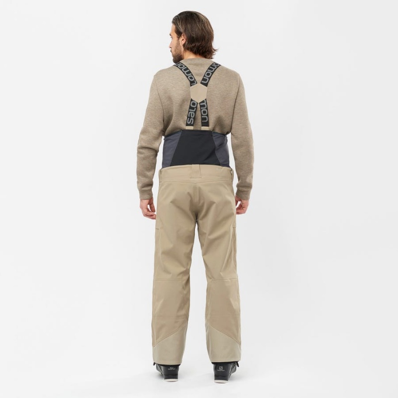 Men's Salomon STANCE 3L BIB Ski Pants Beige | IN2497MQZ