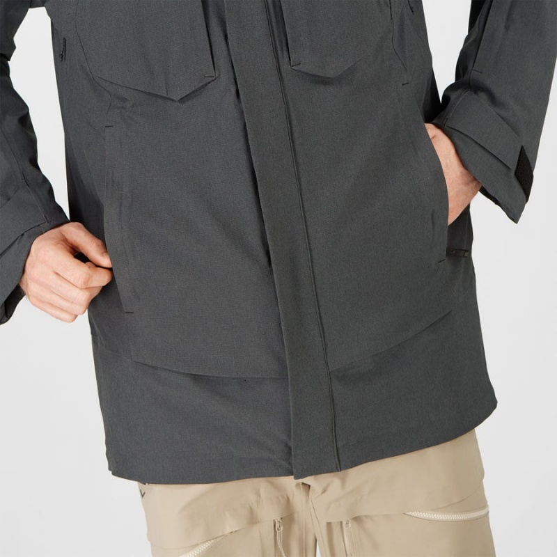 Men's Salomon STANCE CARGO Ski Jackets Black | IN2296MQZ