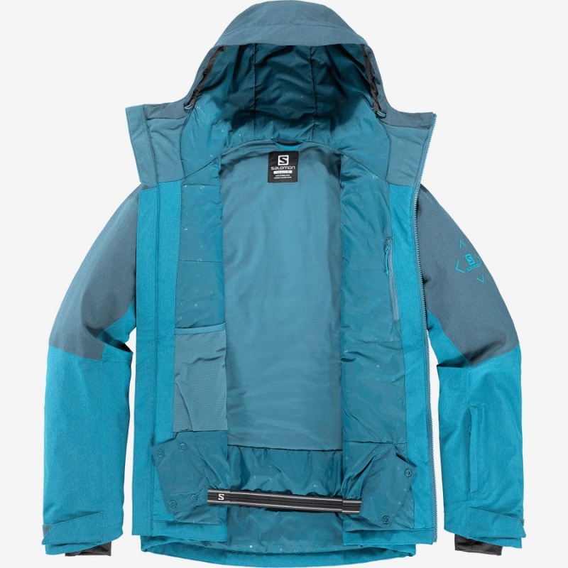 Men's Salomon UNTRACKED Ski Jackets Blue | IN2289LIS