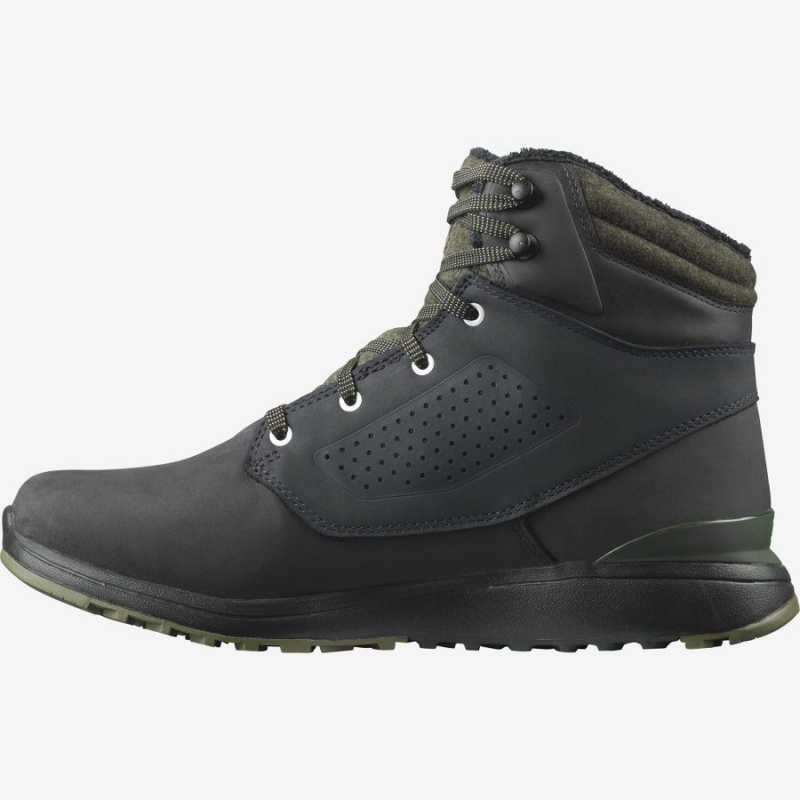 Men's Salomon UTILITY WINTER CLIMASALOMON™ WATERPROOF Winter Boots Black / Green | IN2242JPQ