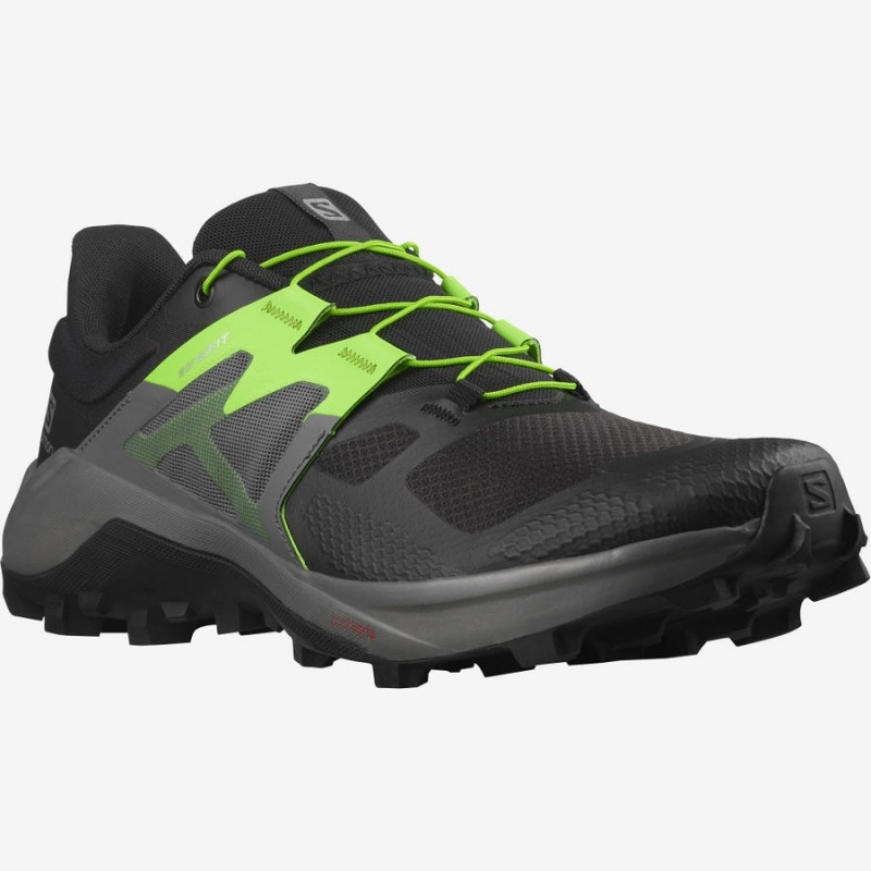 Men's Salomon WILDCROSS 2 Trail Running Shoes Black / Green | IN2104XYU