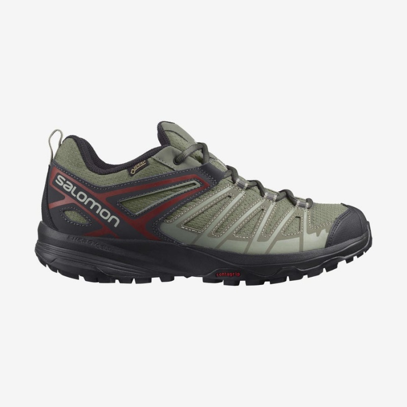 Men\'s Salomon X CREST GORE-TEX Hiking Shoes Olive | IN2008CTV