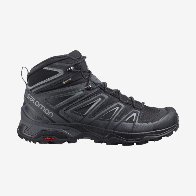 Men\'s Salomon X ULTRA 3 MID GORE-TEX Hiking Shoes Grey / Black | IN2049AHK