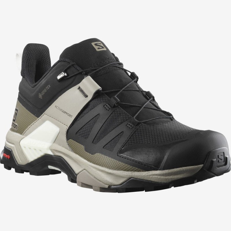 Men's Salomon X ULTRA 4 GORE-TEX Hiking Shoes Grey / Black / Green | IN2035VRW