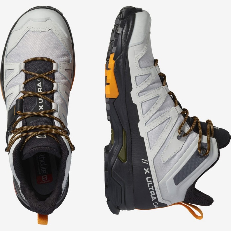 Men's Salomon X ULTRA 4 MID GORE-TEX Hiking Shoes White / Black | IN2082NWY